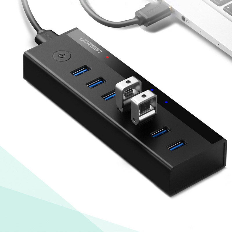 7in1 HUB skirstytuvo adapteris USB-A iki 7x USB-A 5Gb/ s juodas