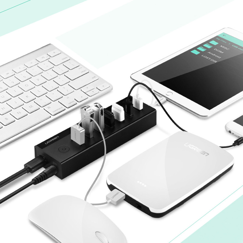 7in1 HUB skirstytuvo adapteris USB-A iki 7x USB-A 5Gb/ s juodas