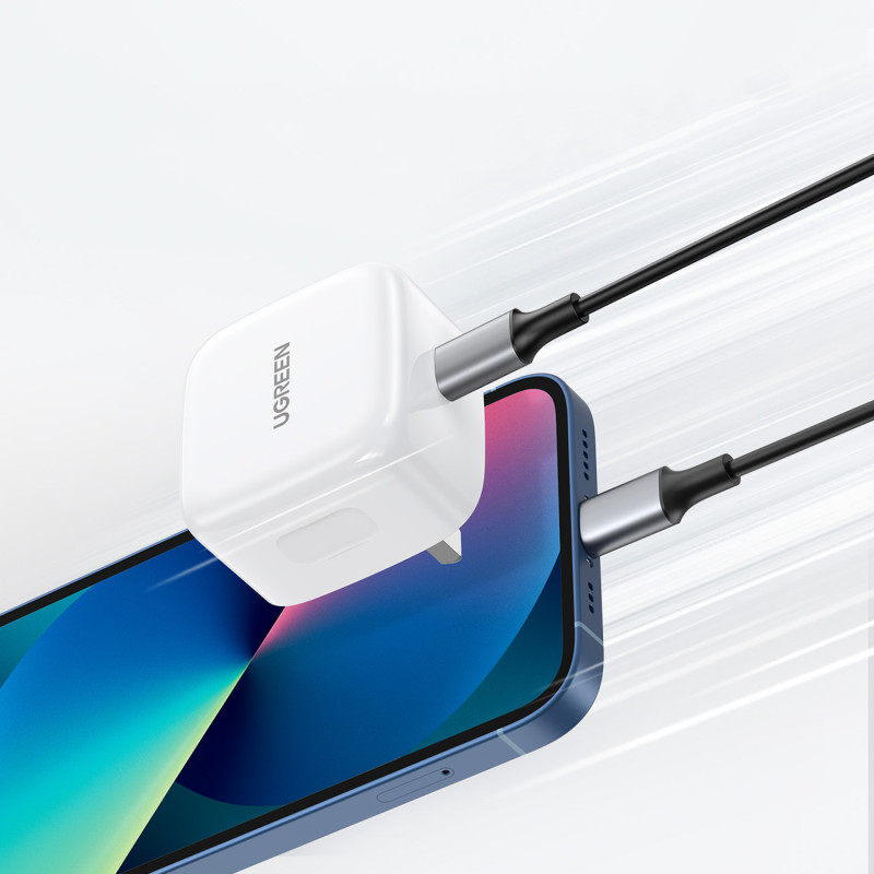 Greitas tinklo įkroviklis, angliškas UK kištukas, USB-C PD 30W, baltas