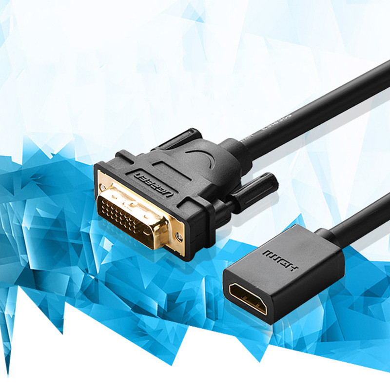 HDMI (moteris) į DVI (vyriškas) adapteris, 0,15 m, juodas