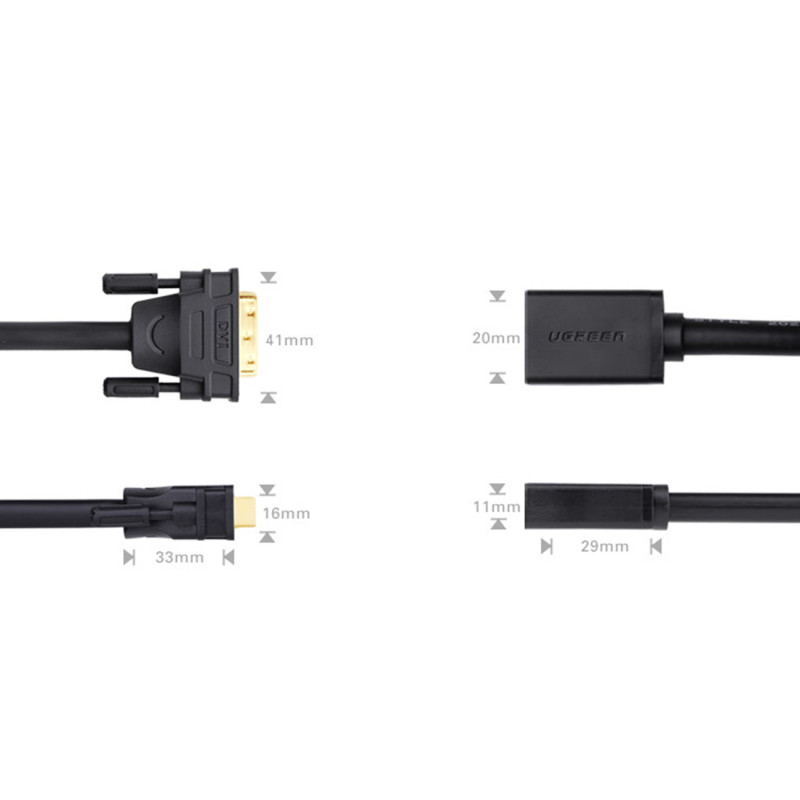 HDMI (moteris) į DVI (vyriškas) adapteris, 0,15 m, juodas