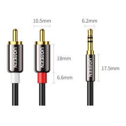 
Kabelio garso kabelis 3,5 mm mini lizdas - 2RCA 1,5 m juodas
