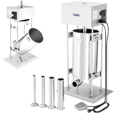 Elektrinis dešrų užpildas su Royal Catering varikliu + 4 piltuvėliai 15L Elektrinis dešrų užpildas su Royal Catering varikliu + 4 piltuvėliai 15L