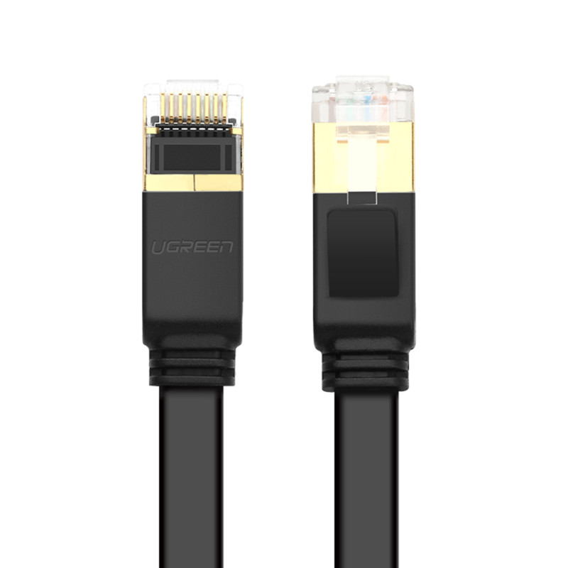 U/ FTP Cat plokščias patchcord interneto kabelis. 7 10Gb/ s 0,5m juoda