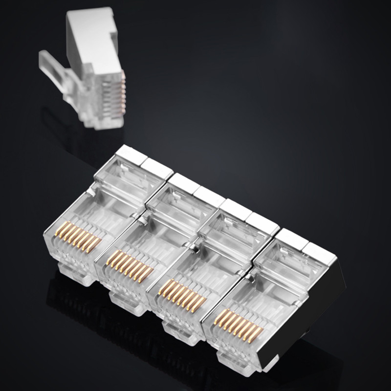 RJ45 kištukas vytos poros 8P8C UTP kat. 6 sidabriniai - 10 vnt.
