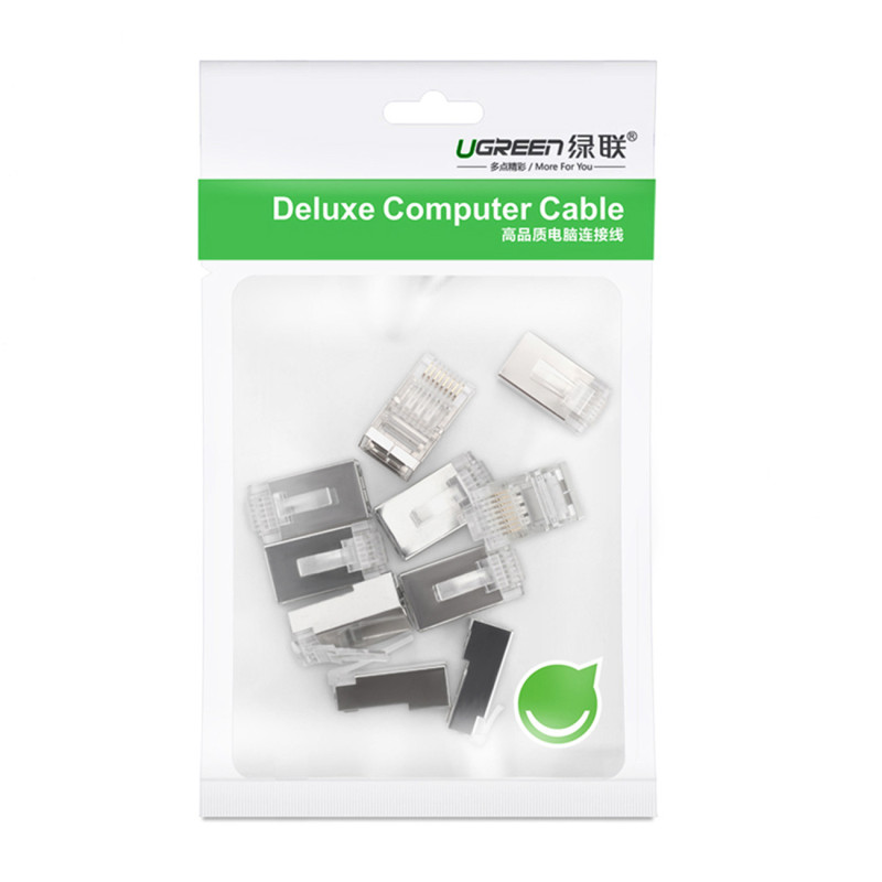 RJ45 kištukas vytos poros 8P8C UTP kat. 6 sidabriniai - 10 vnt.