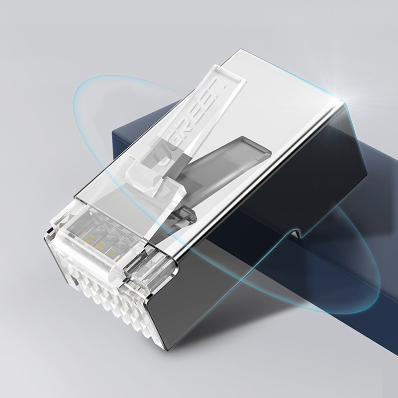 RJ45 kištukas vytos poros 8P8C UTP kat. 6 sidabriniai - 10 vnt.