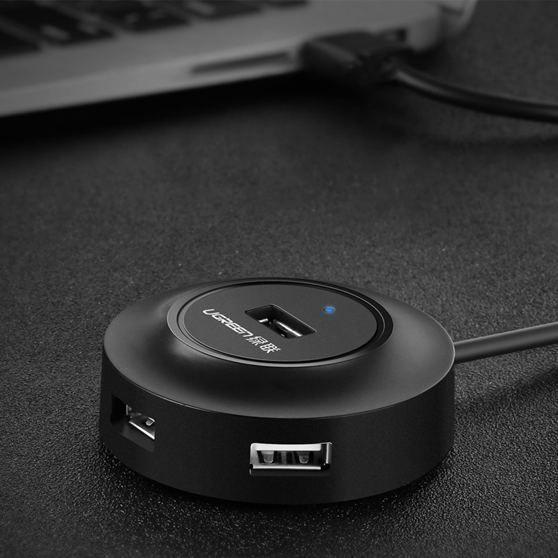 4in1 HUB skirstytuvo adapteris USB 2.0 iki 4x USB-A 480Mb/ s 1m juodas