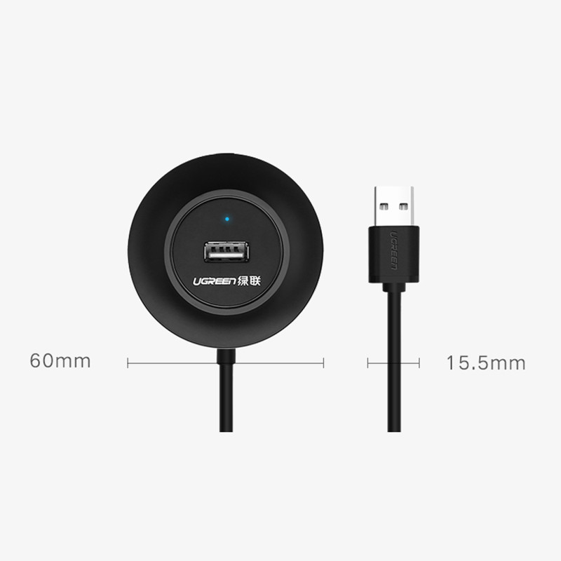 4in1 HUB skirstytuvo adapteris USB 2.0 iki 4x USB-A 480Mb/ s 1m juodas