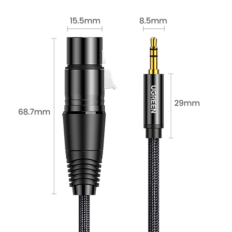 Kabelio garso kabelis 3,5 mm mini lizdas (vyriškas) - XLR (moteris) 1 m juodas