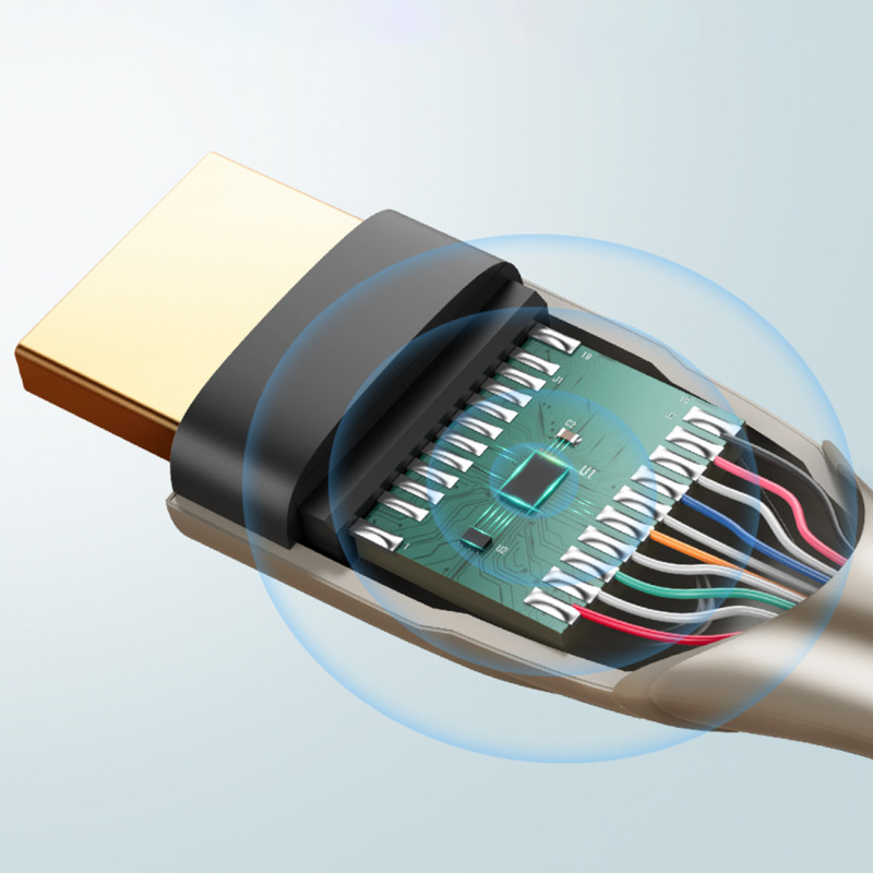 Patvarus pintas HDMI 2.0 4K 60Hz kabelis 1m pilkas