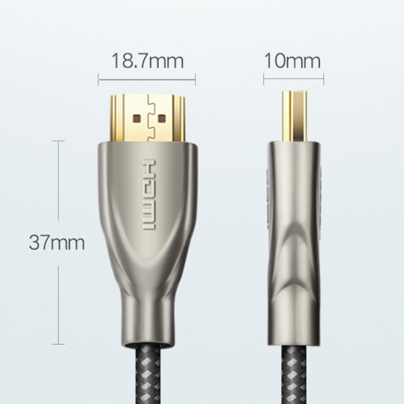 Patvarus pintas HDMI 2.0 4K 60Hz kabelis 1m pilkas