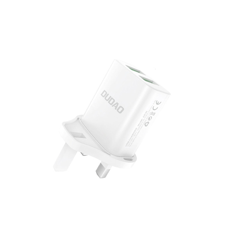 Maitinimo įkroviklis su JK kištuku 2x USB-A + microUSB laidas 1m baltas