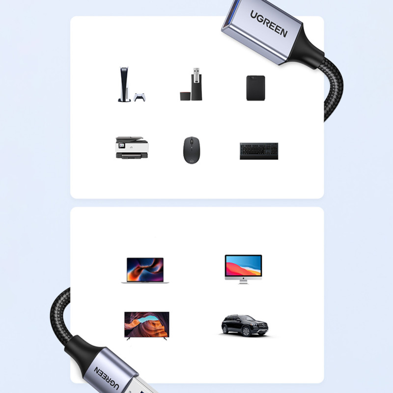 Patvarus USB 3.0 5Gb/ s ilgintuvas, 2m, pilkas