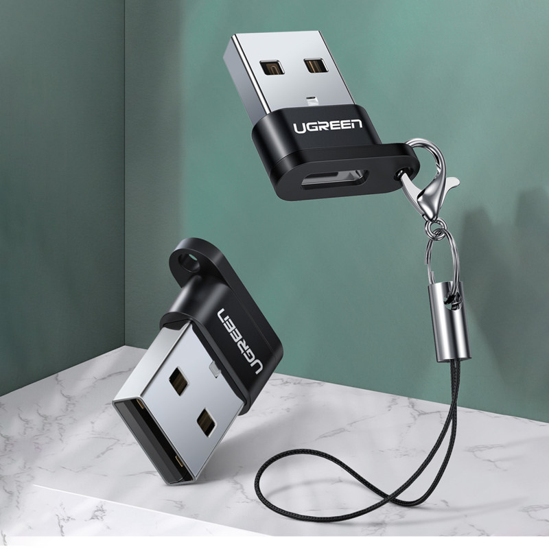 Lizdų adapteris iš USB-C į USB kištuką, juodas