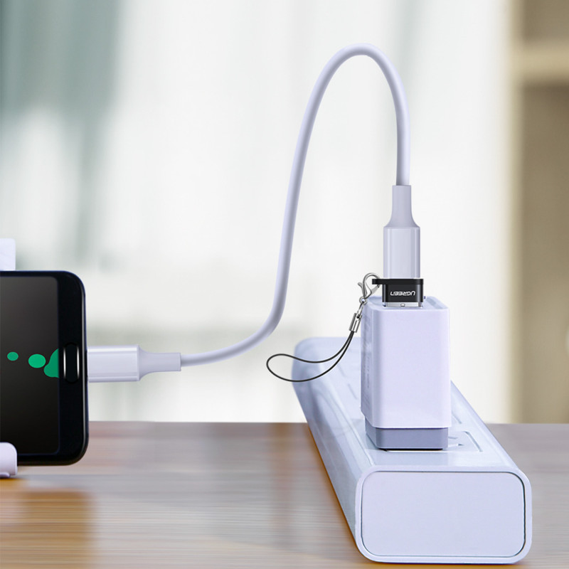 Lizdų adapteris iš USB-C į USB kištuką, juodas