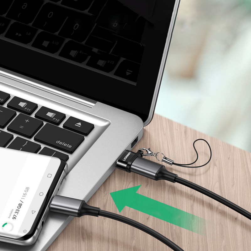 Lizdų adapteris iš USB-C į USB kištuką, juodas