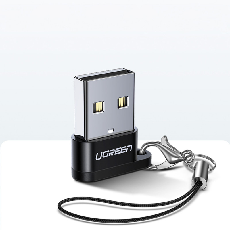 Lizdų adapteris iš USB-C į USB kištuką, juodas