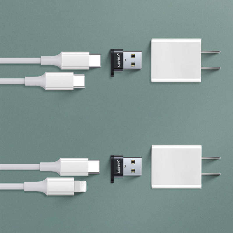 Lizdų adapteris iš USB-C į USB kištuką, juodas