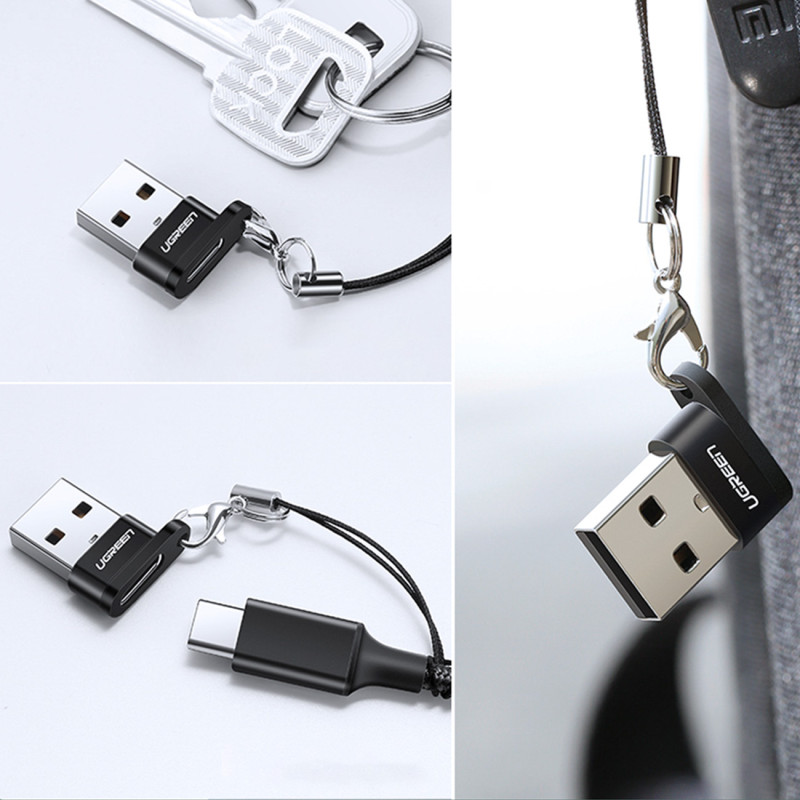 Lizdų adapteris iš USB-C į USB kištuką, juodas