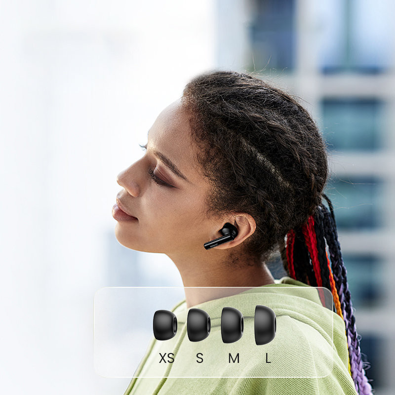 TWS ANC WS106 HiTune T3 belaidės Bluetooth ausinės, juodos
