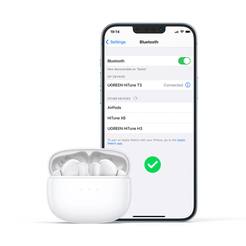 
TWS ANC WS106 HiTune T3 belaidės Bluetooth ausinės, baltos
