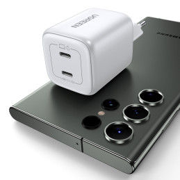 
GaN 2x USB-C 45W QC PD greitas įkroviklis, baltas
