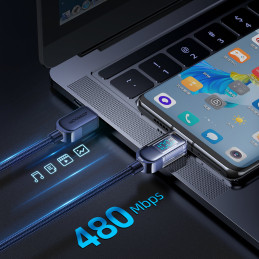 
USB-C laidas greitam įkrovimui ir duomenų perdavimui 100W 1,2 m mėlynas
