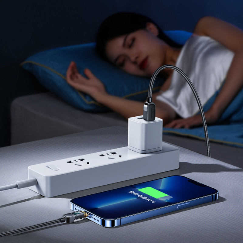 iPhone USB-C - Lightning laidas su ekranu 20W 1,2 m juodas