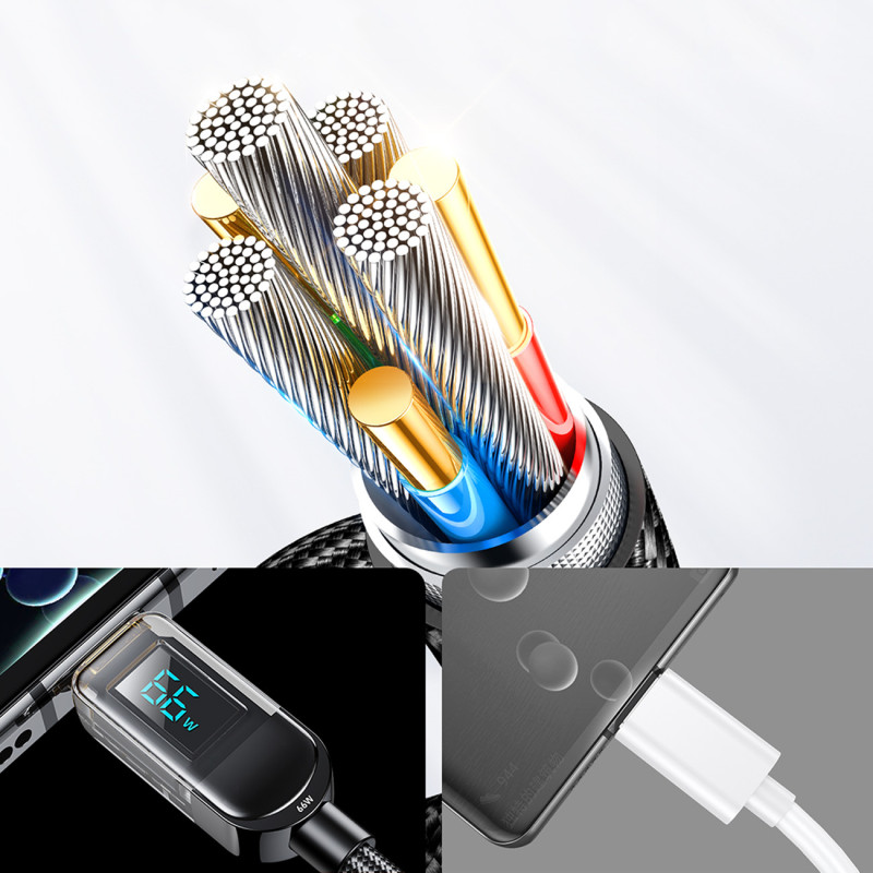 USB - USB-C laidas su ekranu 66W 1,2 m juodas