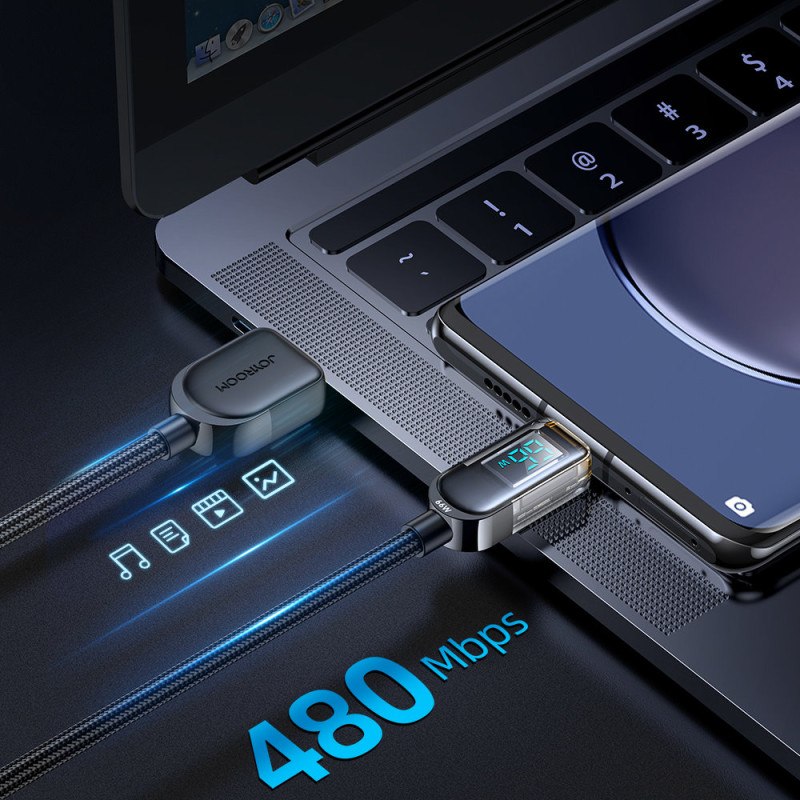 USB - USB-C laidas su ekranu 66W 1,2 m juodas
