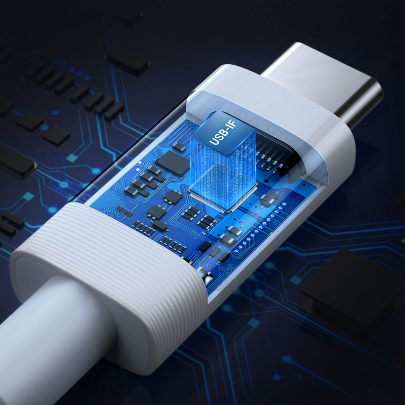 Laidas USB-C USB4 40Gbps 8K 60Hz PD 100W 80cm baltas