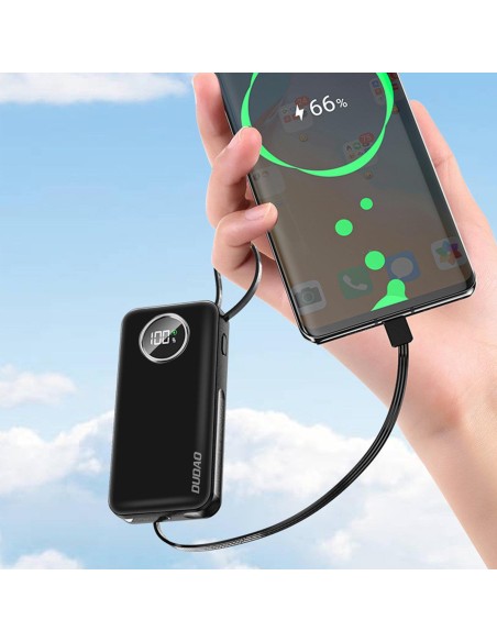 
Powerbank 10000mAh USB-A USB-C su iPhone Lightning ir USB-C laidu, balta
