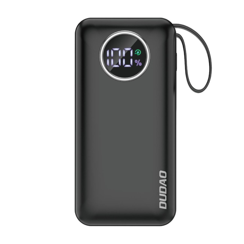 
Powerbank 10000mAh USB-A USB-C su iPhone Lightning ir USB-C laidu, juodas
