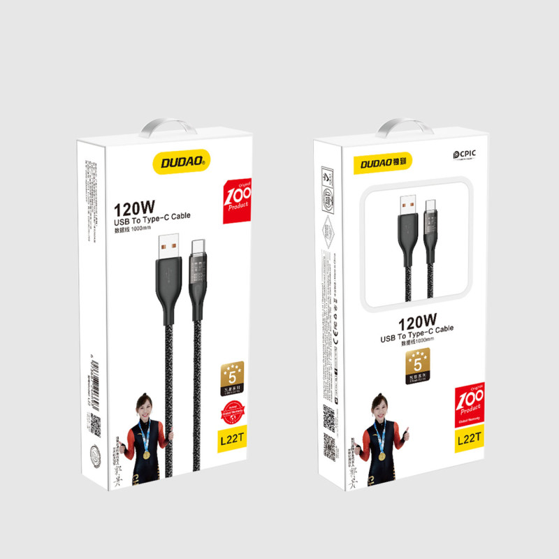 Greito įkrovimo laidas USB - USB-C 120W 1m pilkas