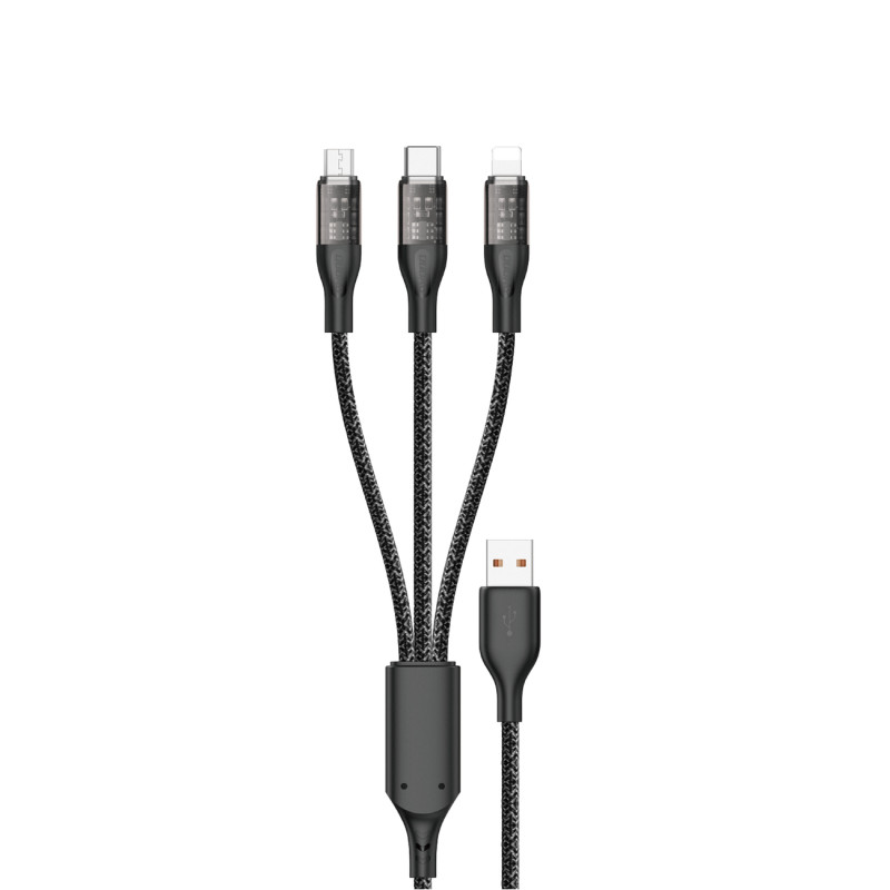 3in1 USB į USB-C microUSB Lightning adapterio laidas 120W 1m sidabrinis
3in1 USB į USB-C microUSB Lightning adapterio laidas 120W 1m sidabrinis