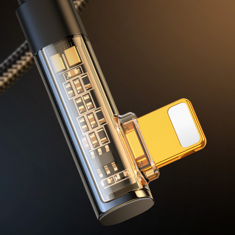 Kampinis iPhone Lightning - USB laidas įkrovimui ir duomenų perdavimui 2.4A 1.2m juodas