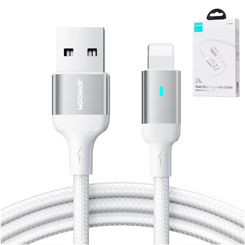 iPhone USB - Lightning laidas greitam įkrovimui A10 Series 2.4A 3m baltas