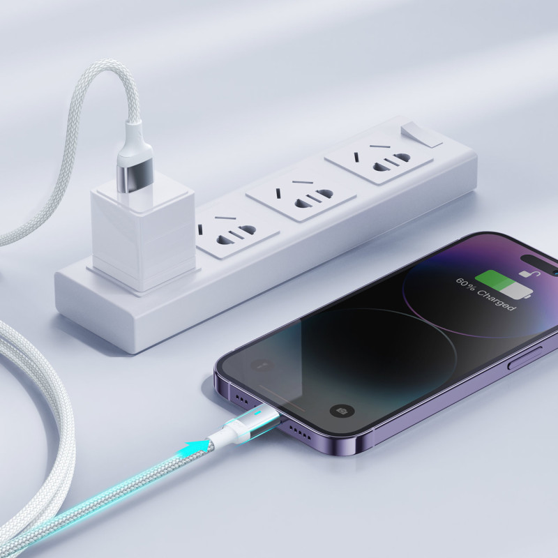 iPhone USB - Lightning laidas greitam įkrovimui A10 Series 2.4A 3m baltas