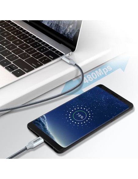 C tipo USB laidas – C tipo USB 5A 100 W galios pristatymas 480 Mbps, 1,8 m pilka C tipo USB laidas – C tipo USB 5A 100 W galios pristatymas 480 Mbps, 1,8 m pilka