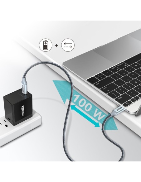 C tipo USB laidas – C tipo USB 5A 100 W galios pristatymas 480 Mbps, 1,8 m pilka C tipo USB laidas – C tipo USB 5A 100 W galios pristatymas 480 Mbps, 1,8 m pilka