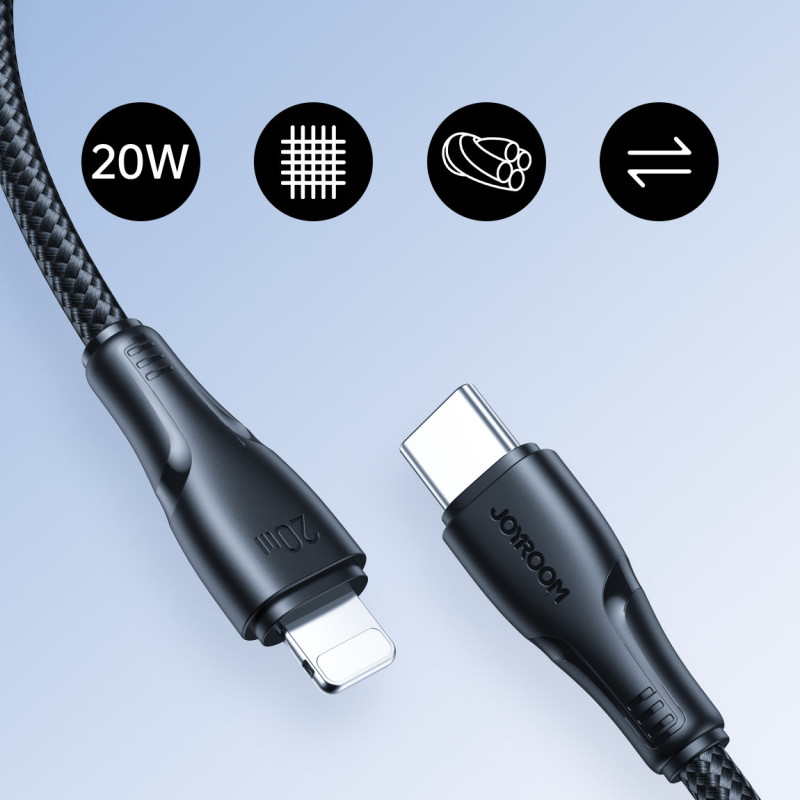 
iPhone Surpass Series USB-C - Lightning kabelis 20W 1,2m juodas
