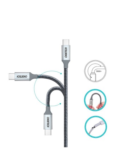 C tipo USB laidas – C tipo USB 5A 100 W galios pristatymas 480 Mbps, 1,8 m pilka C tipo USB laidas – C tipo USB 5A 100 W galios pristatymas 480 Mbps, 1,8 m pilka