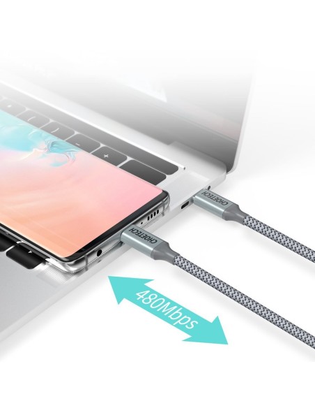 C tipo USB laidas – C tipo USB 5A 100 W galios pristatymas 480 Mbps, 1,8 m pilka C tipo USB laidas – C tipo USB 5A 100 W galios pristatymas 480 Mbps, 1,8 m pilka