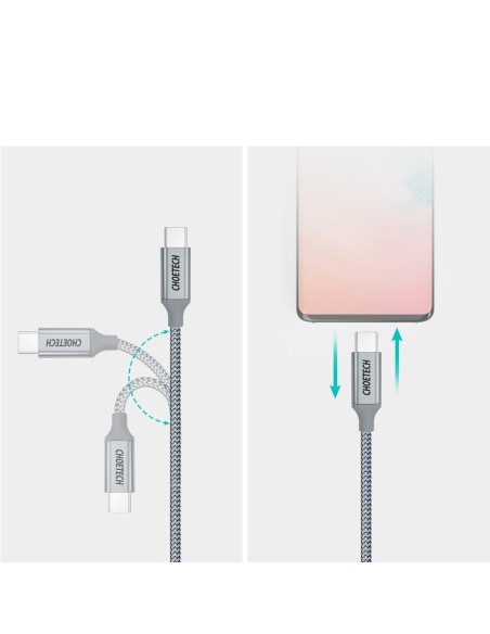 C tipo USB laidas – C tipo USB 5A 100 W galios pristatymas 480 Mbps, 1,8 m pilka C tipo USB laidas – C tipo USB 5A 100 W galios pristatymas 480 Mbps, 1,8 m pilka