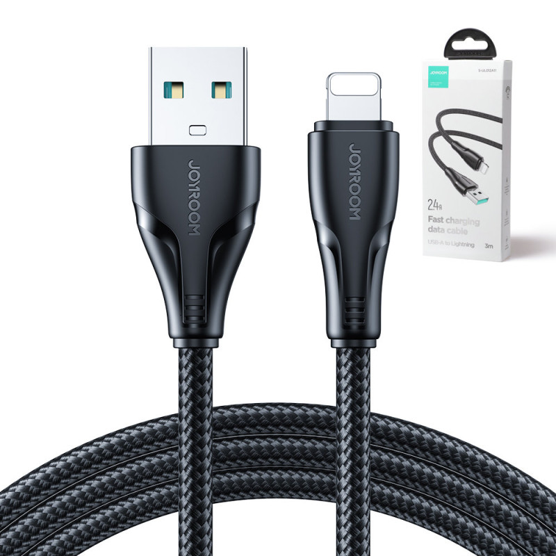 iPhone Surpass Series USB - Lightning 2.4 kabelis 3m juodas