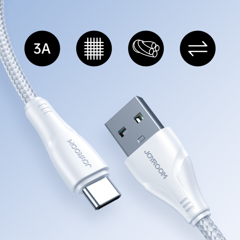 Surpass Series USB – USB-C 3A kabelis, 1,2 m baltas