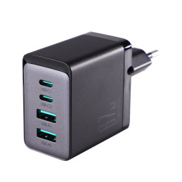 
GaN 67W sieninis įkroviklis 2x USB 2x USB-C + USB-C laidas 1,2 m juodas
