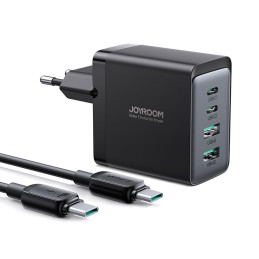 
GaN 67W sieninis įkroviklis 2x USB 2x USB-C + USB-C laidas 1,2 m juodas
