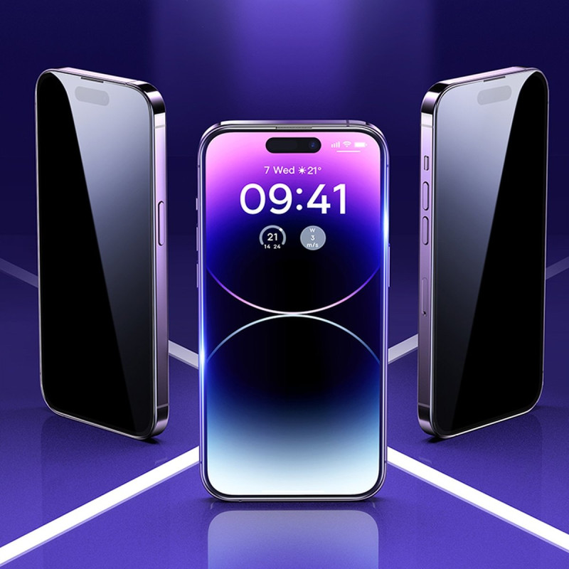 Grūdintas stiklas skirtas iPhone 14 Pro Max, visas ekranas, 0,3 mm Anti Spy filtras